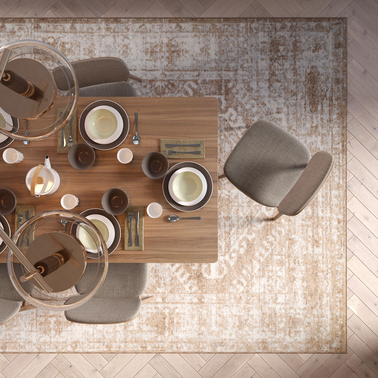 Beige Aztec Living Room Rug | Living Room Rugs | Kukoon Rugs Online