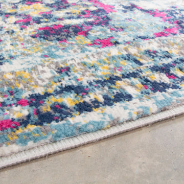 Faded Distressed Colourful Oriental Pattern Runner Rug - Demelza