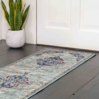 Faded Distressed Colourful Oriental Pattern Runner Rug - Demelza