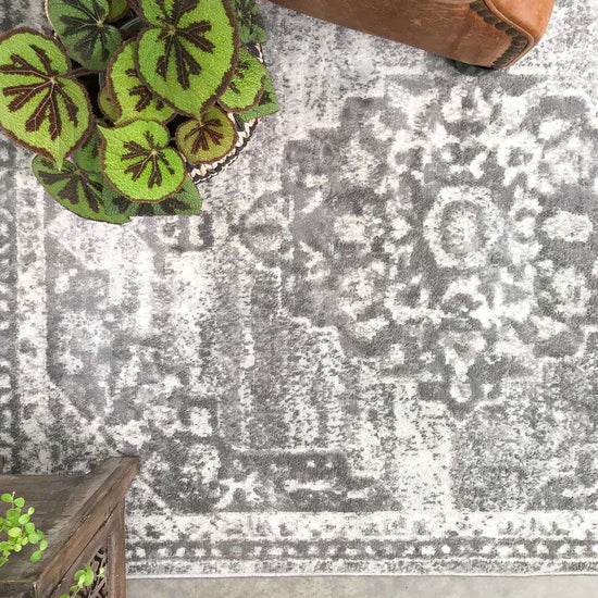 Faded Distressed Grey Oriental Pattern Runner Rug | Runner Rugs ...