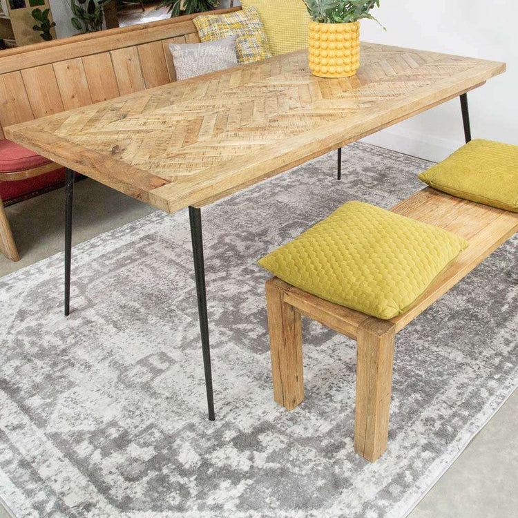 Faded Distressed Grey Oriental Pattern Runner Rug