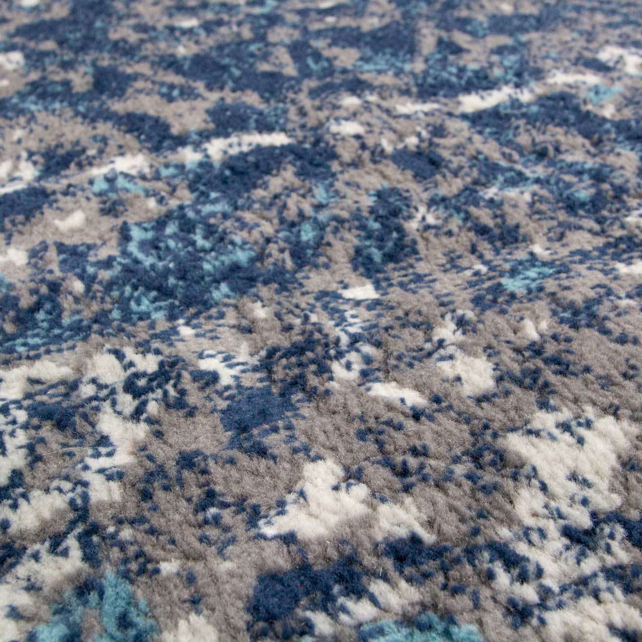 Faded Distressed Navy Oriental Pattern Runner Rug