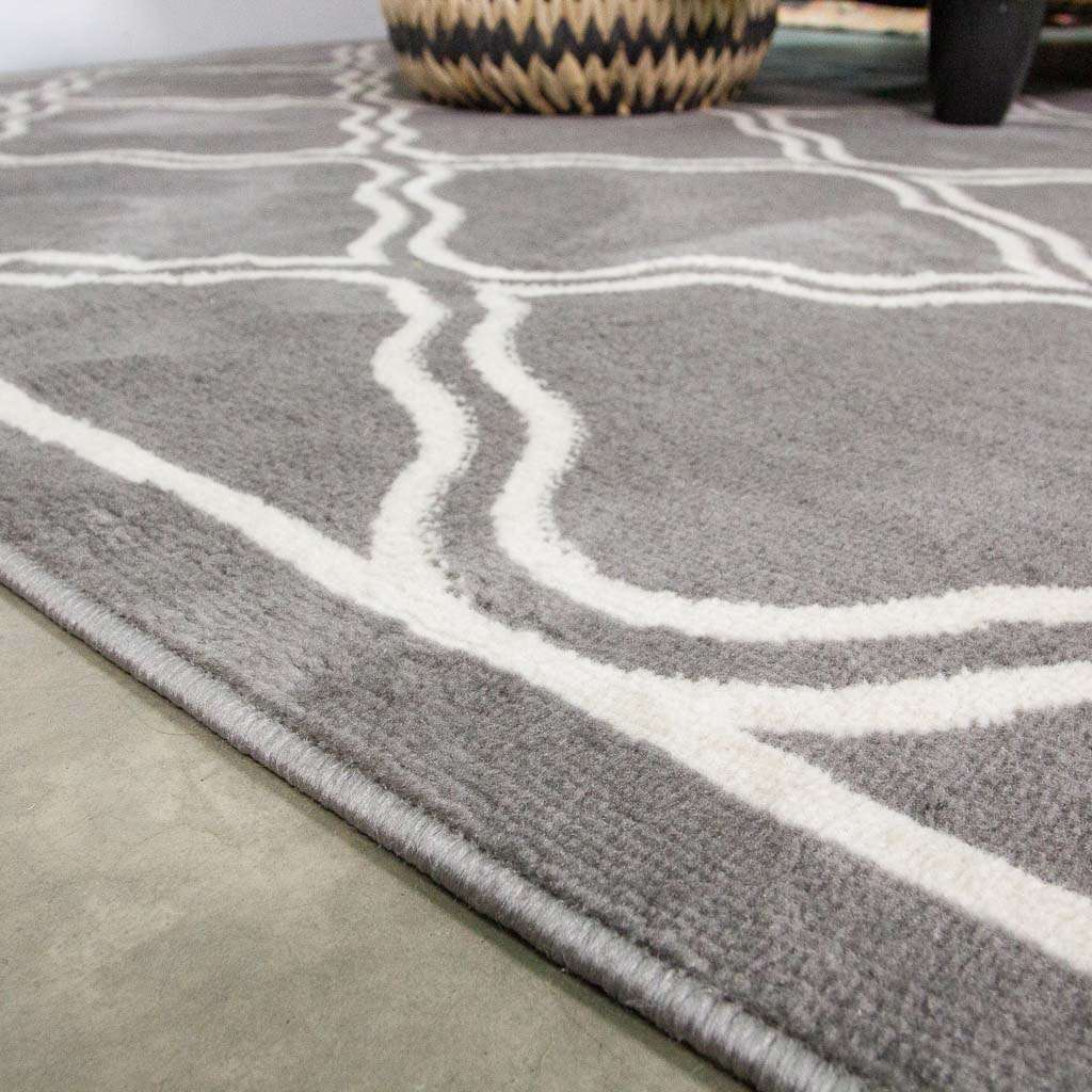 Dark Grey Trellis Living Room Runner Rug