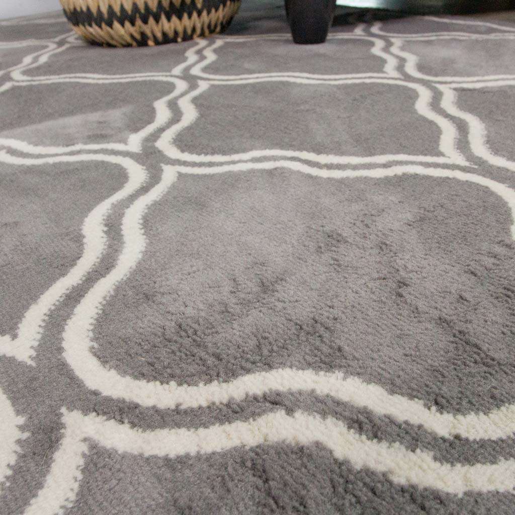 Dark Grey Trellis Living Room Runner Rug