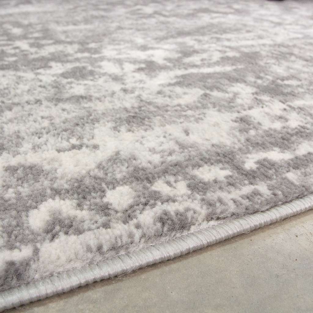 Faded Distressed Grey Oriental Pattern Rug