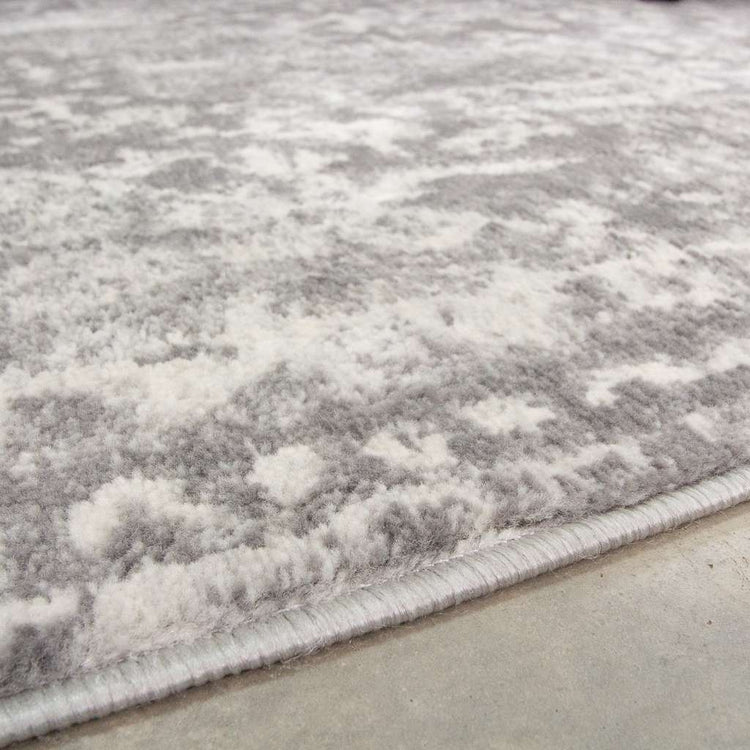 Faded Distressed Grey Oriental Pattern Rug