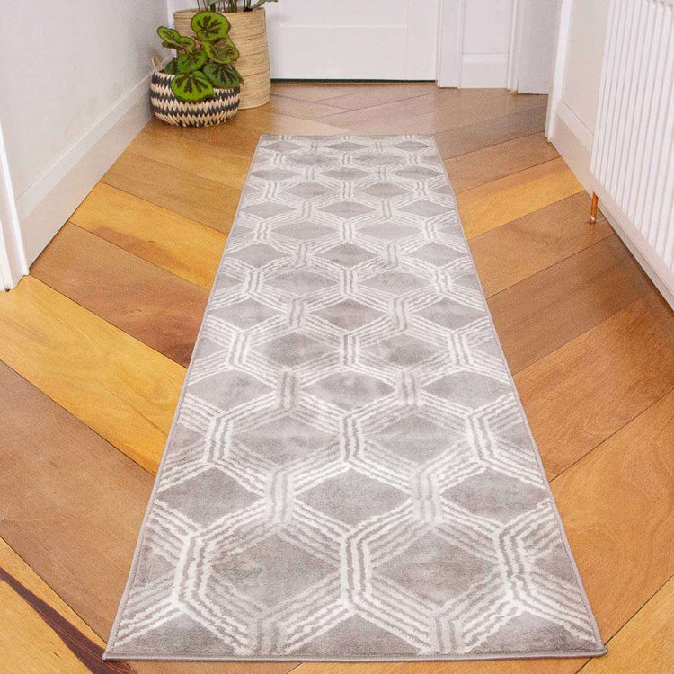 Chic Geometric Grey Living Room Rug
