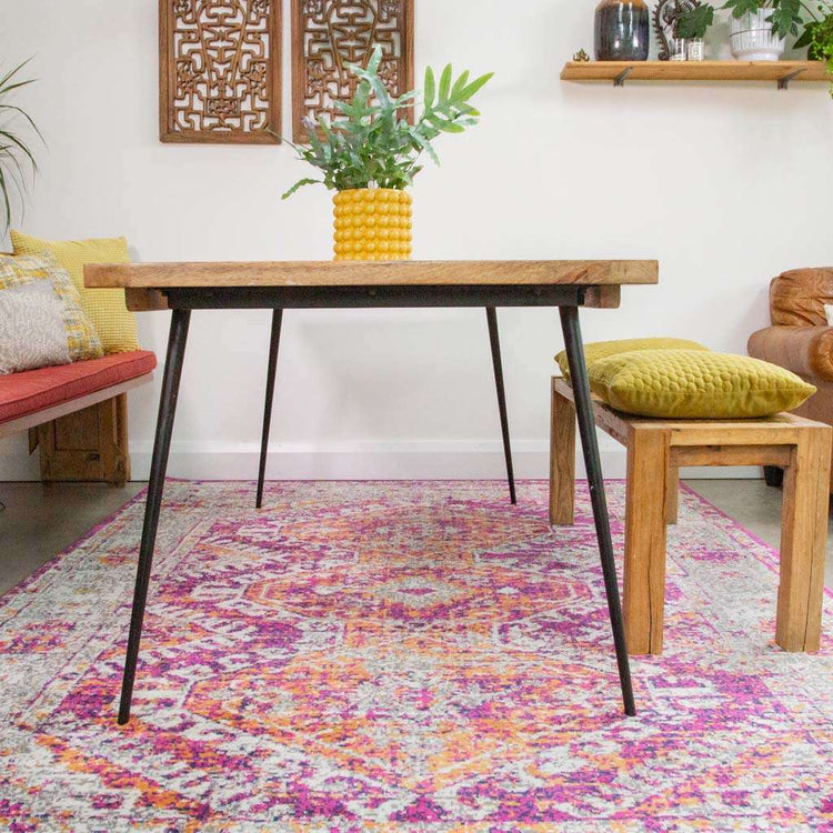 Fuschia Pink Oriental Distressed Rug