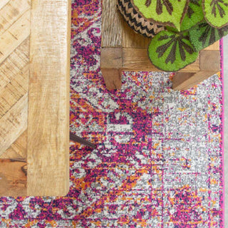 Fuschia Pink Oriental Distressed Rug