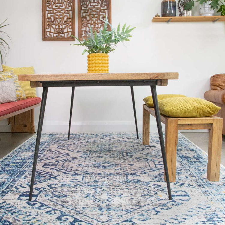 Blue Oriental Distressed Vintage Rug