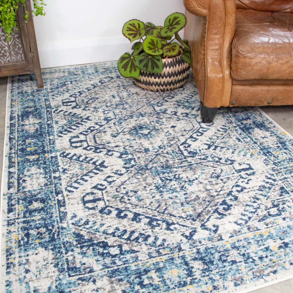 Blue Oriental Distressed Vintage Rug