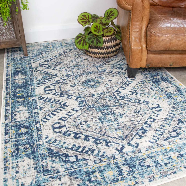 Blue Oriental Distressed Vintage Rug