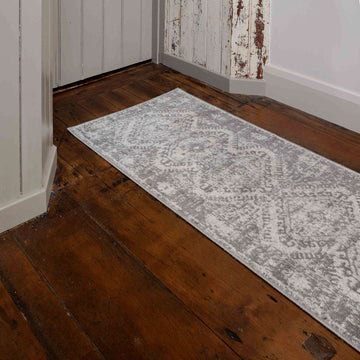 Grey Distressed Vintage Large Hall Runner Rugs