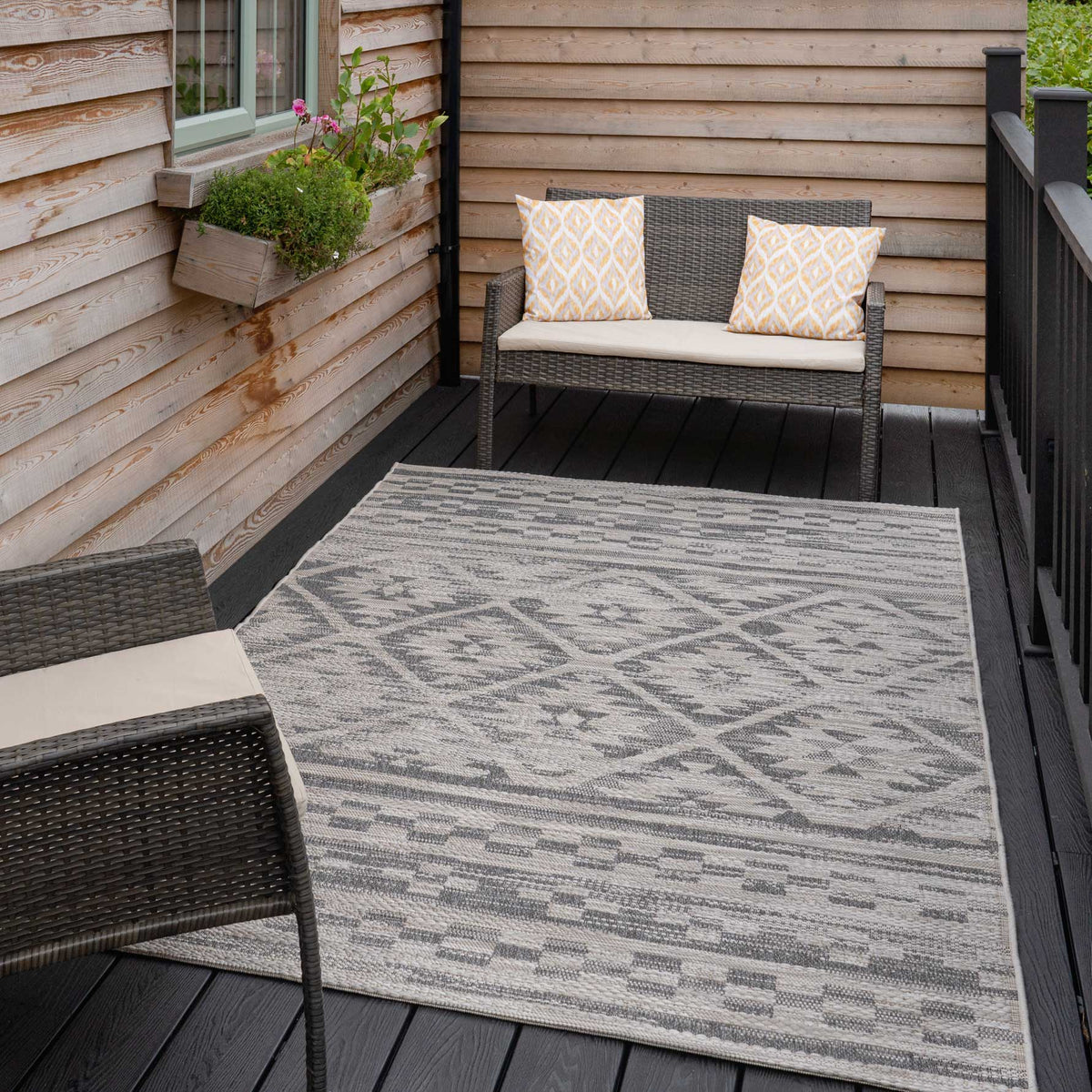 Aztec Grey Outdoor Rug - Pavillion