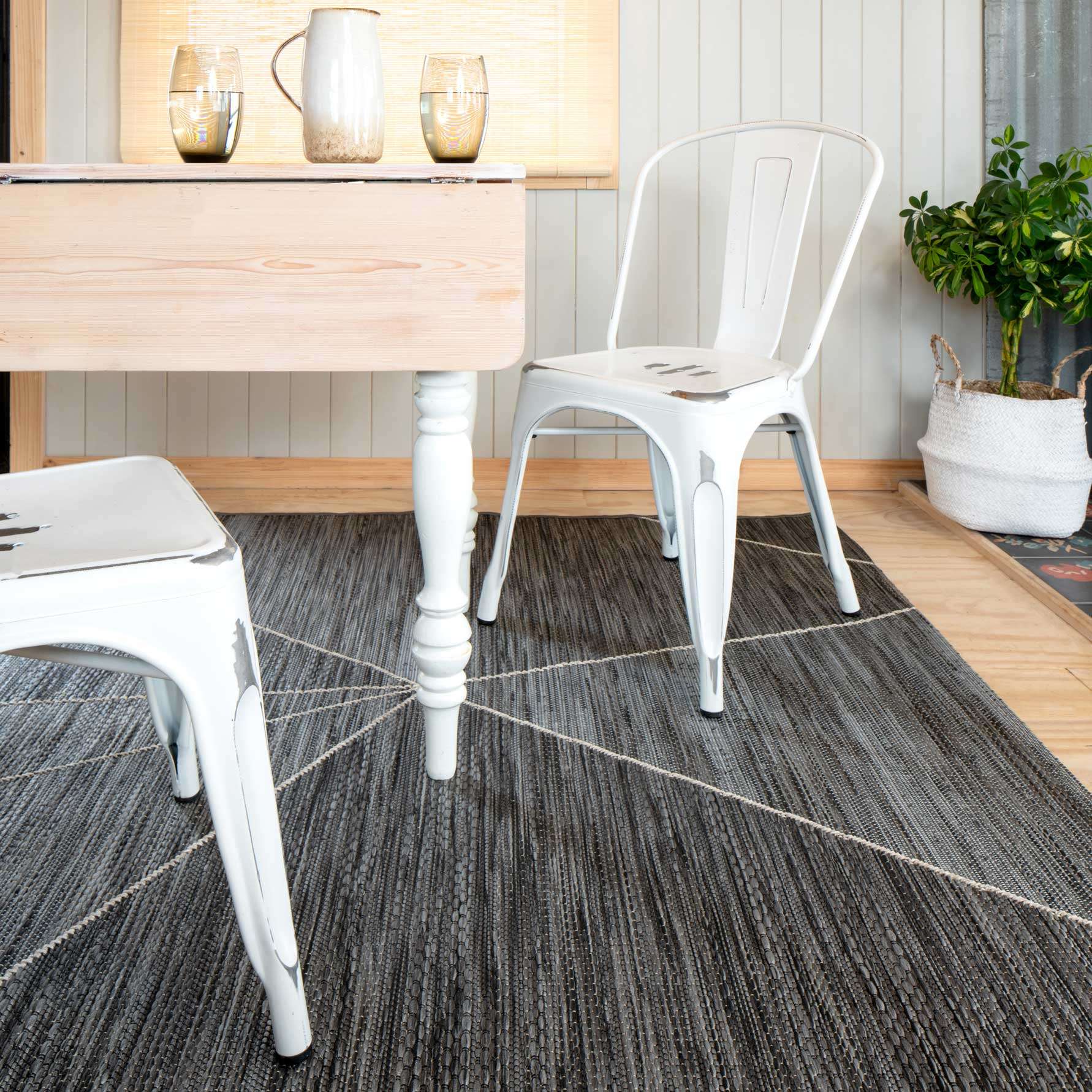 Grey Fractured Flatweave Runner Rug