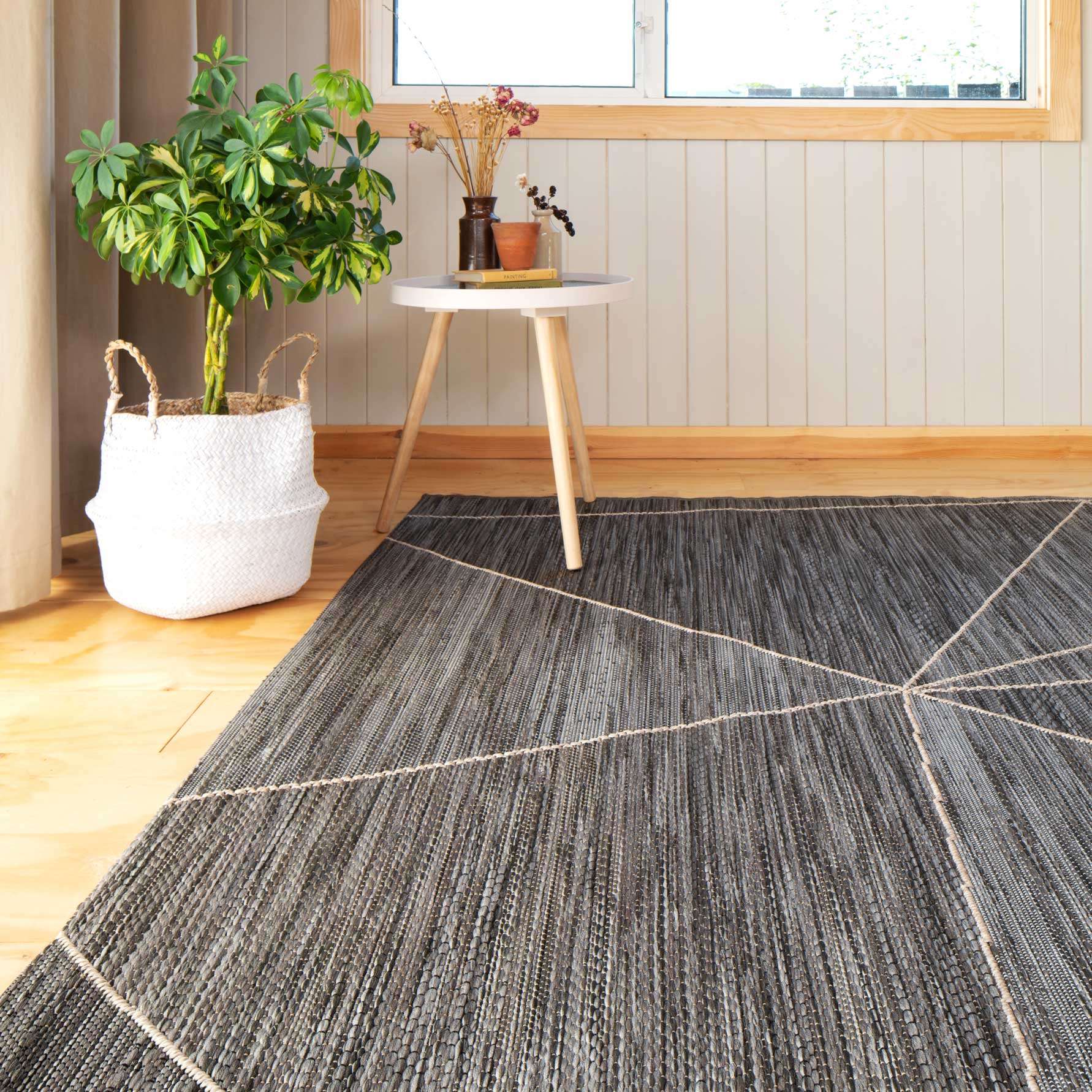Grey Fractured Flatweave Runner Rug