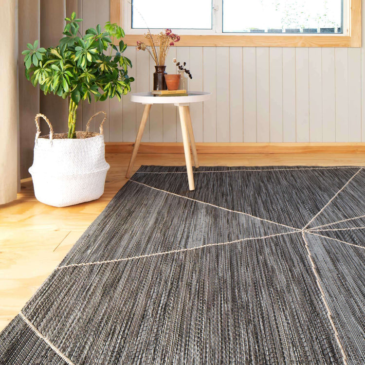 Grey Fractured Flatweave Runner Rug