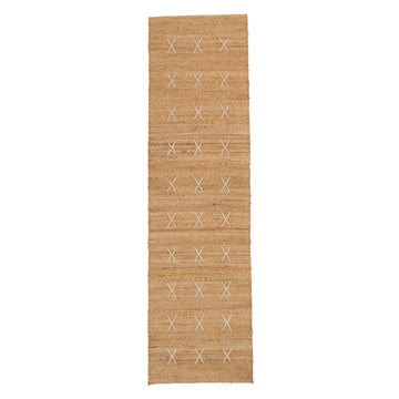 Handwoven Brown Jute Cross Stitch Runner - Callie
