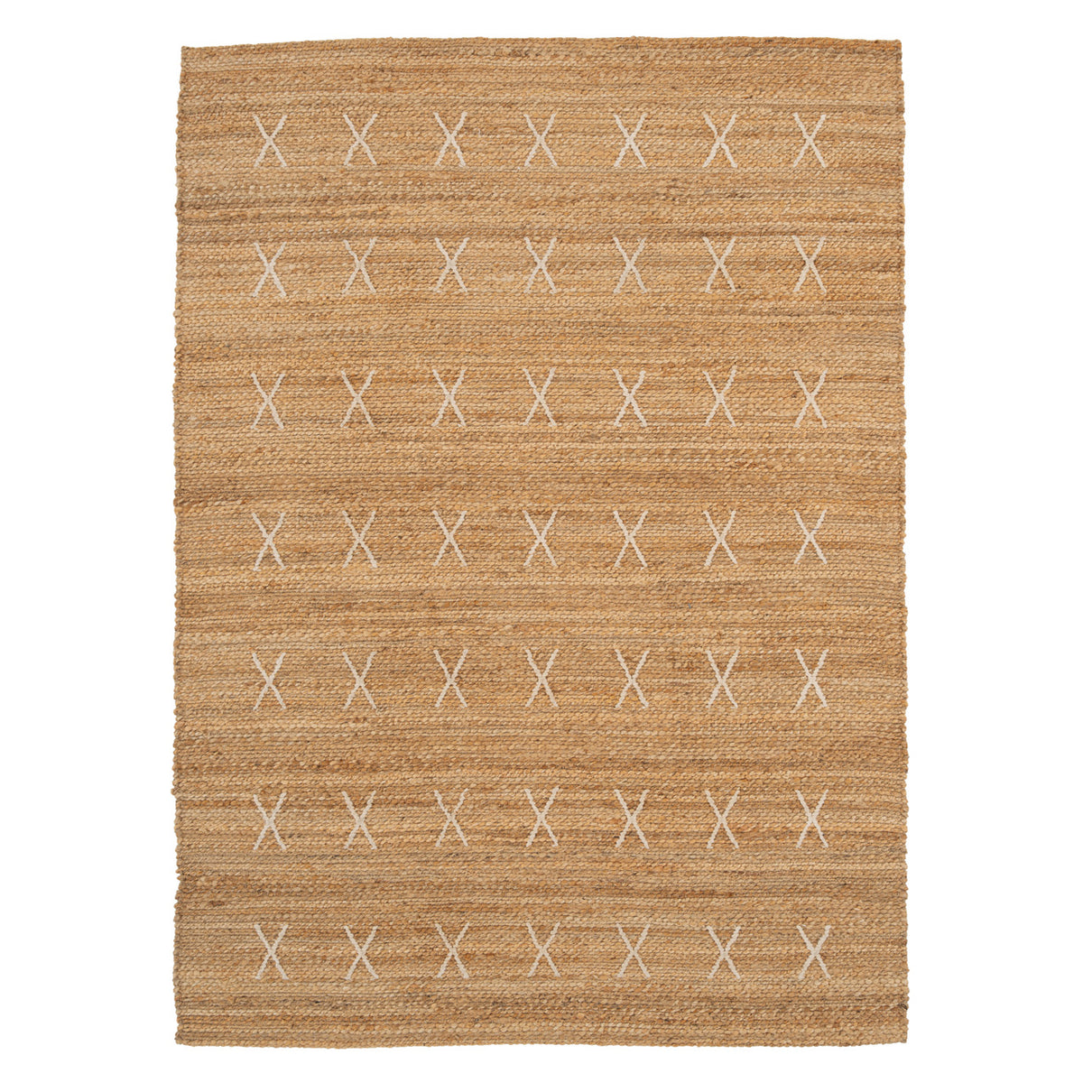 Handwoven Brown Jute Cross Stitch Rug - Callie