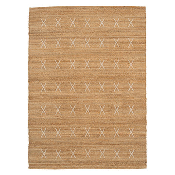 Handwoven Brown Jute Cross Stitch Rug - Callie