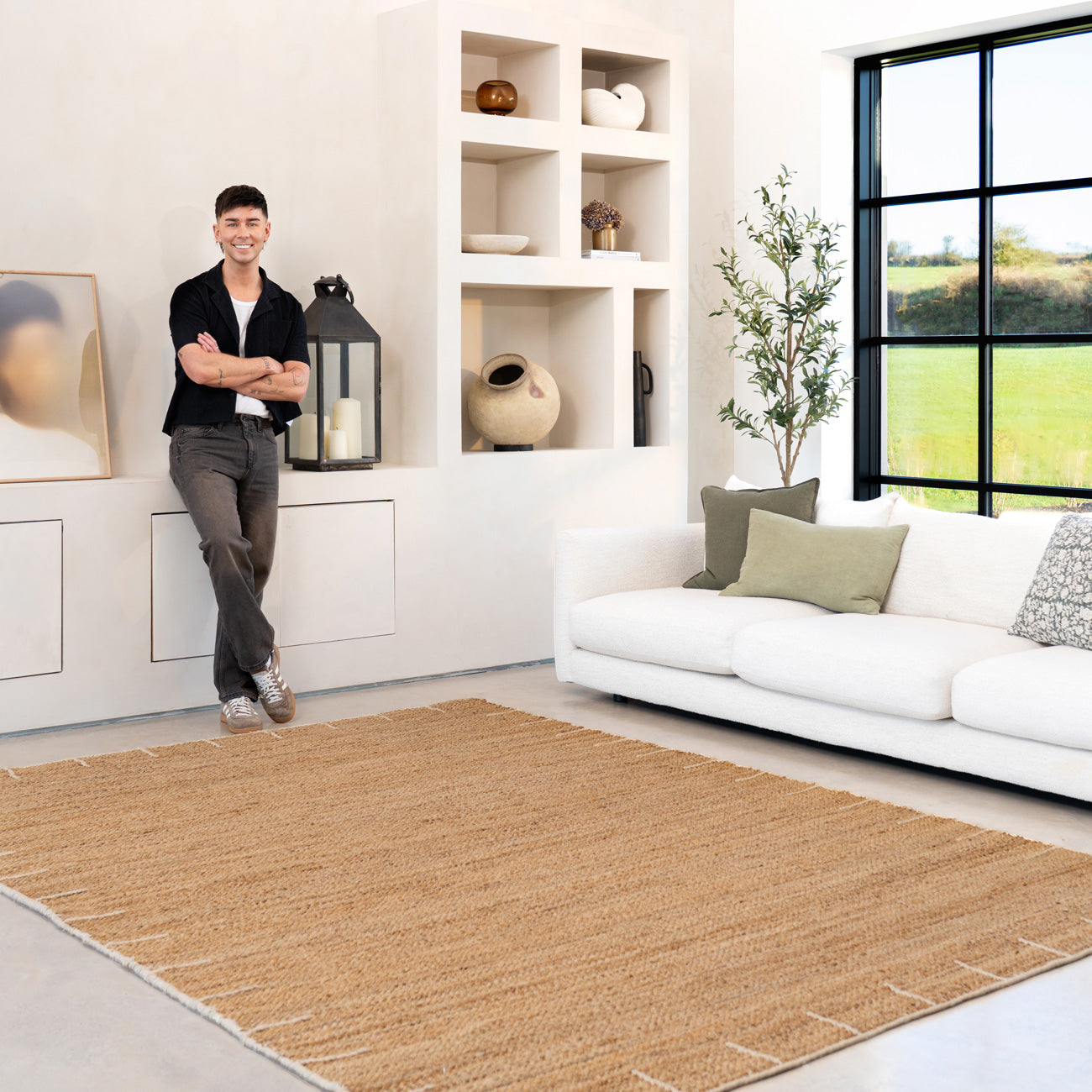 Natural Handwoven Brown Jute Framed Rug - Annie