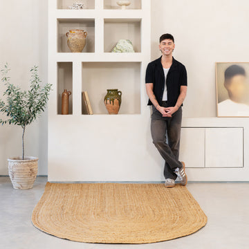 Handwoven Brown Jute Arched Rug - Kaya