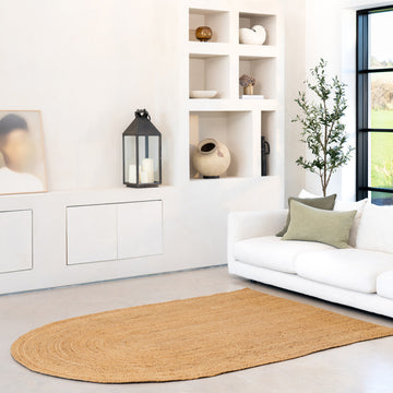 Handwoven Brown Jute Arched Rug - Kaya