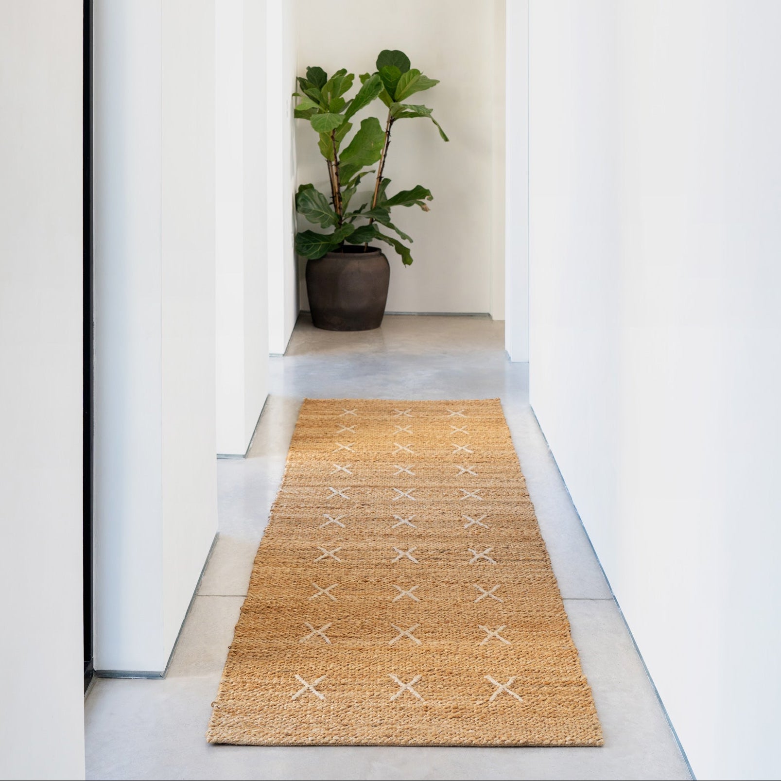 Handwoven Brown Jute Cross Stitch Runner - Callie