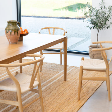 Handwoven Brown Jute Braided Line Rug - Saria