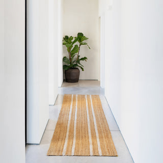 Handwoven Brown Jute Braided Line Rug - Saria