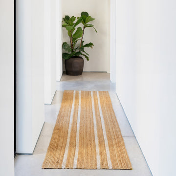 Handwoven Brown Jute Braided Line Runner - Saria