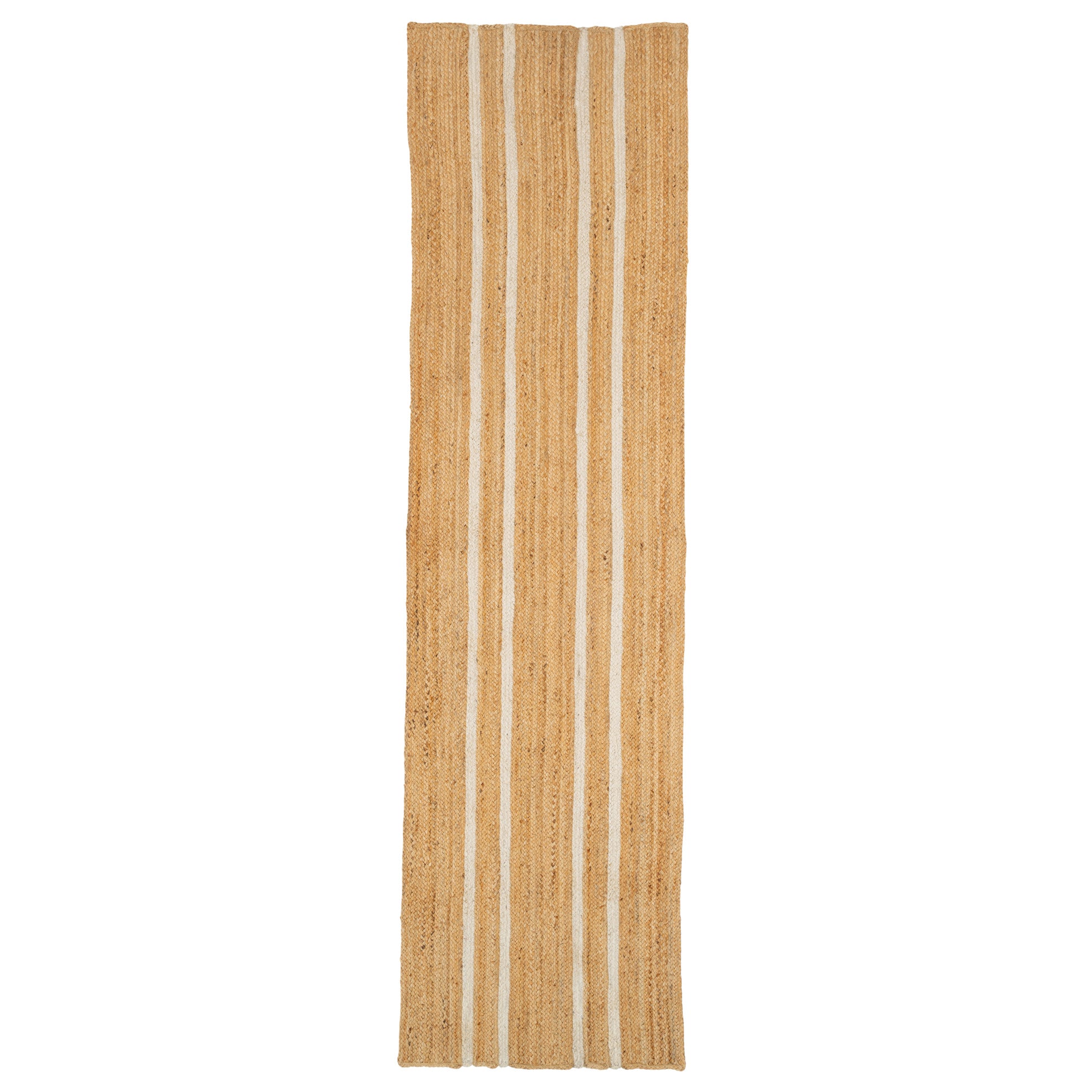 Handwoven Brown Jute Braided Line Runner - Saria