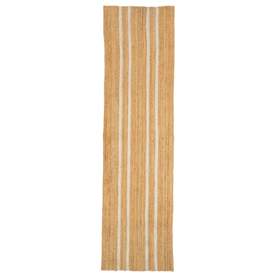 Handwoven Brown Jute Braided Line Runner - Saria