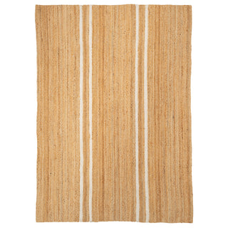 Handwoven Brown Jute Braided Line Rug - Saria