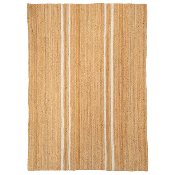 Handwoven Brown Jute Braided Line Rug - Saria