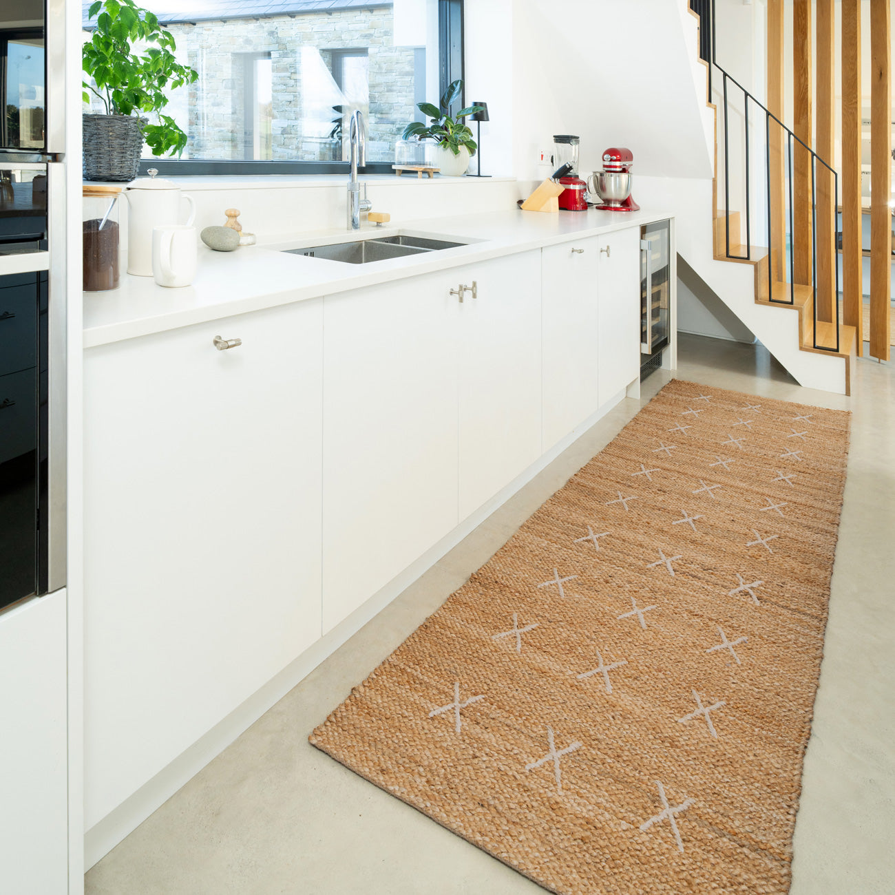 Handwoven Brown Jute Cross Stitch Runner - Callie