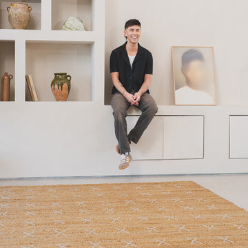 Handwoven Brown Jute Cross Stitch Rug - Callie