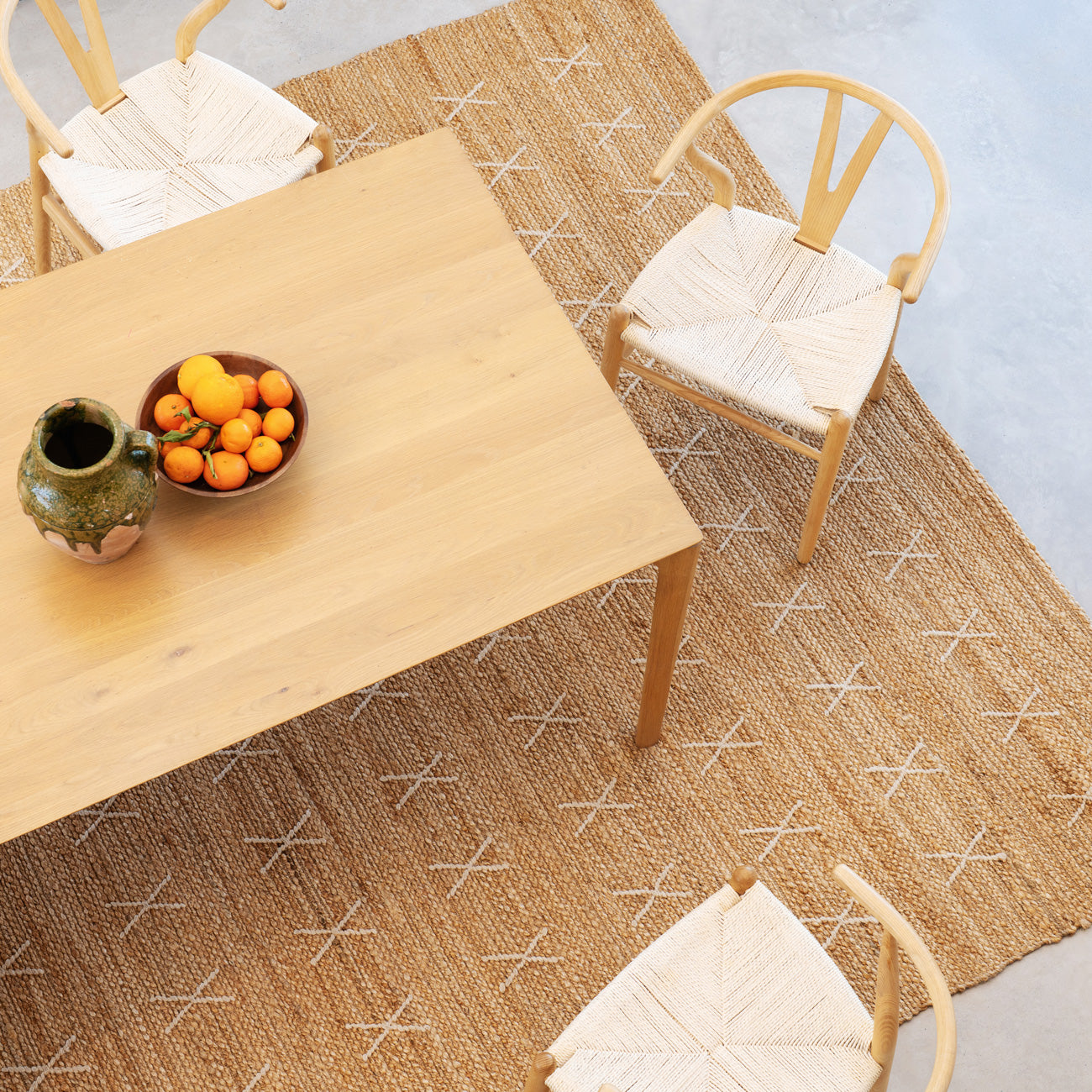 Handwoven Brown Jute Cross Stitch Rug - Callie