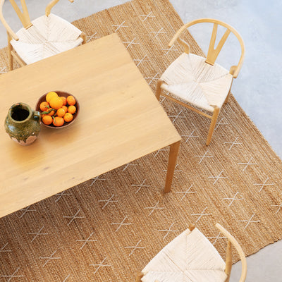 Handwoven Brown Jute Cross Stitch Rug - Callie