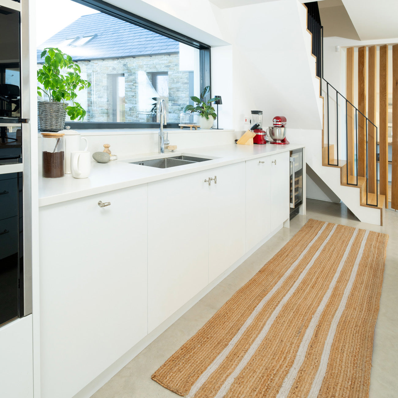 Handwoven Brown Jute Braided Line Runner - Saria