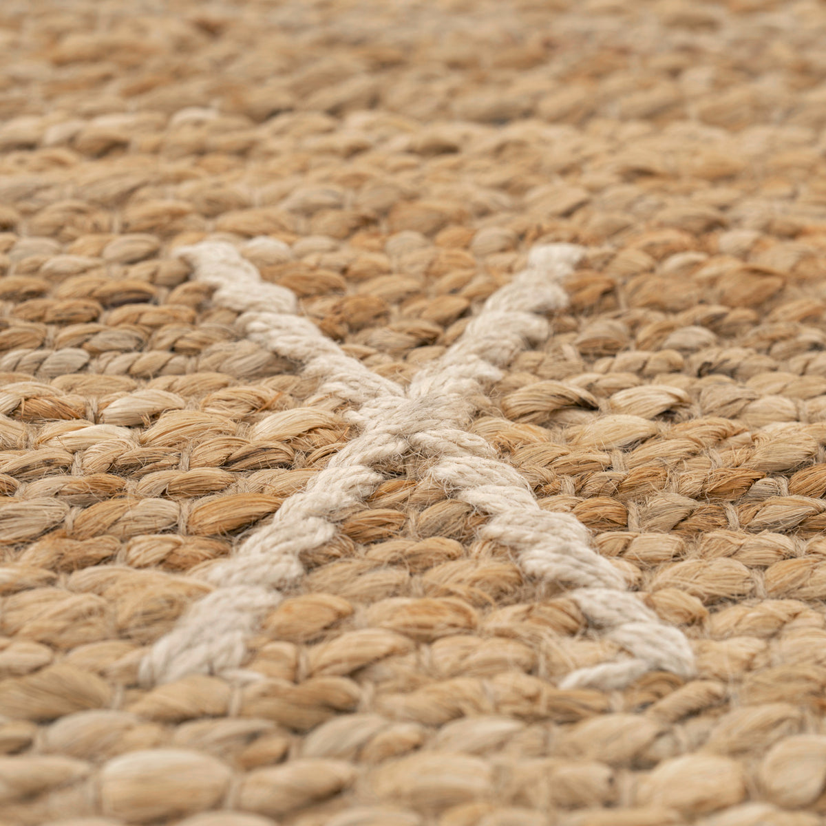 Handwoven Brown Jute Cross Stitch Rug - Callie