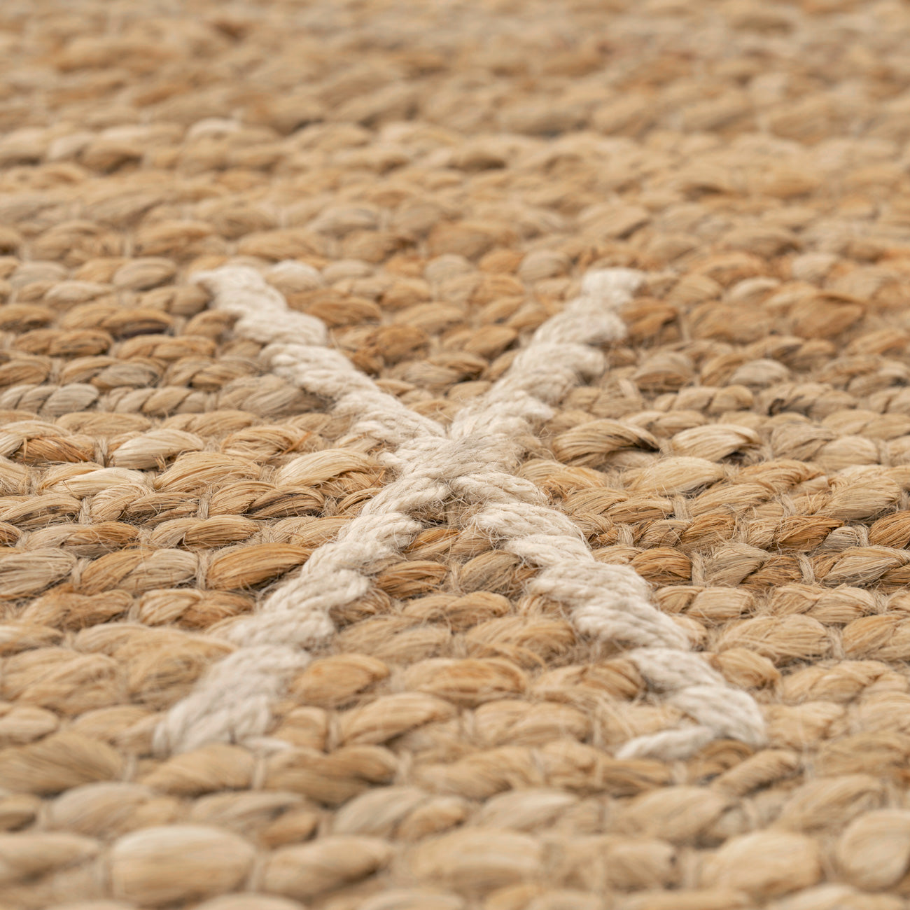 Handwoven Brown Jute Cross Stitch Rug - Callie