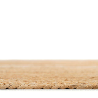 Handwoven Brown Jute Braided Line Rug - Saria