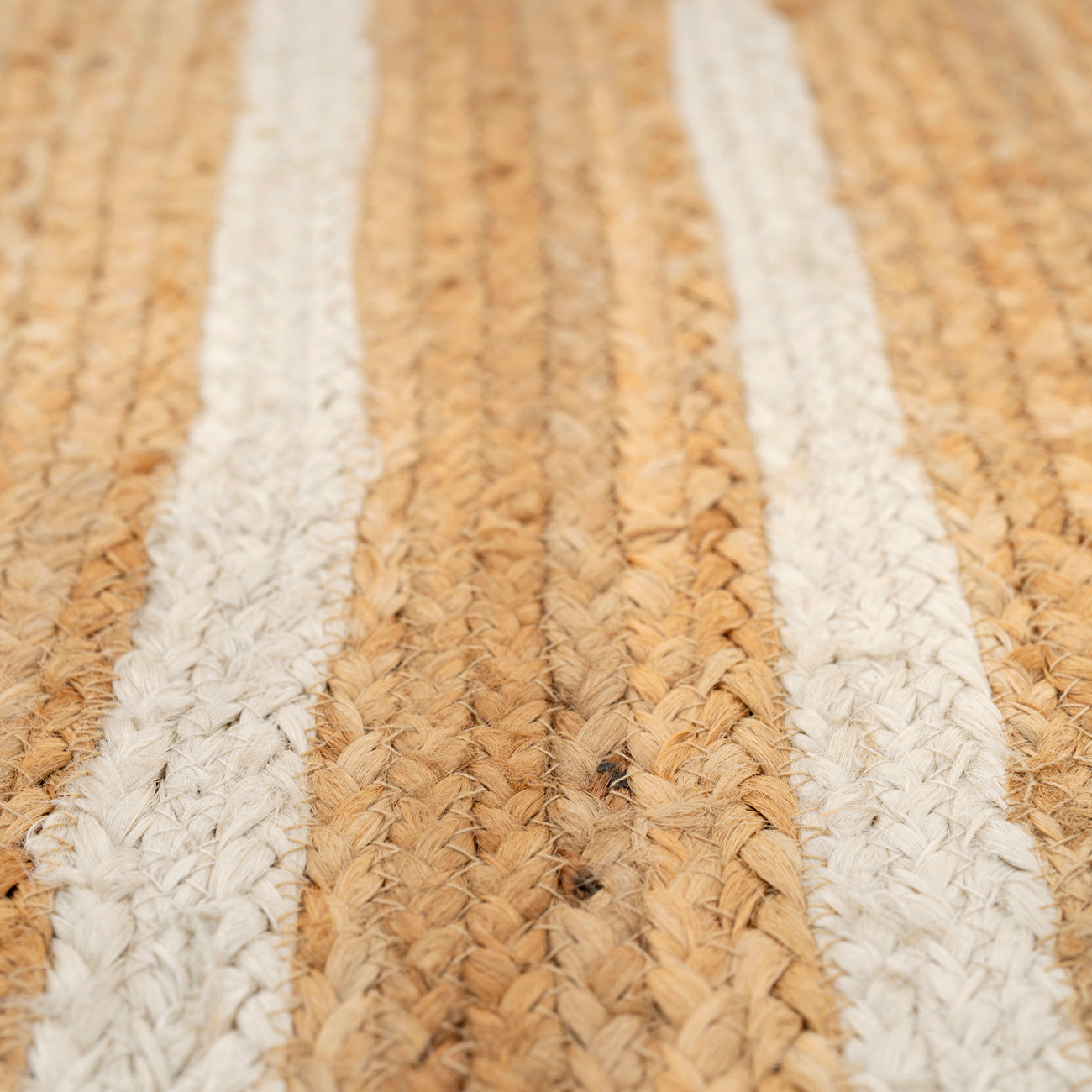 Handwoven Brown Jute Braided Line Rug - Saria