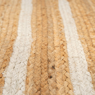Handwoven Brown Jute Braided Line Rug - Saria
