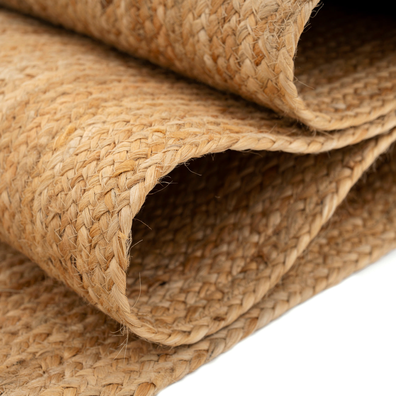 Handwoven Brown Jute Braided Line Rug - Saria