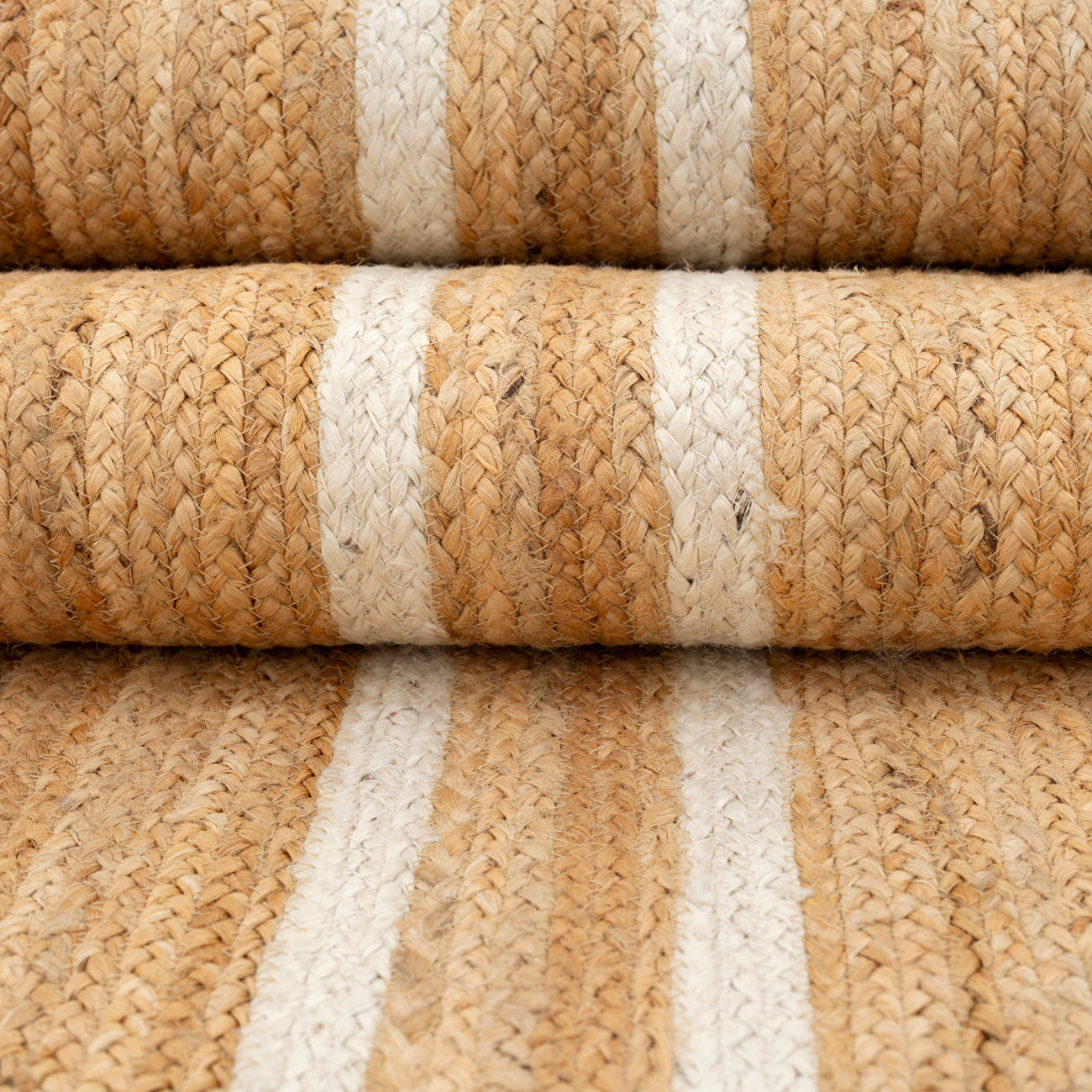 Handwoven Brown Jute Braided Line Rug - Saria