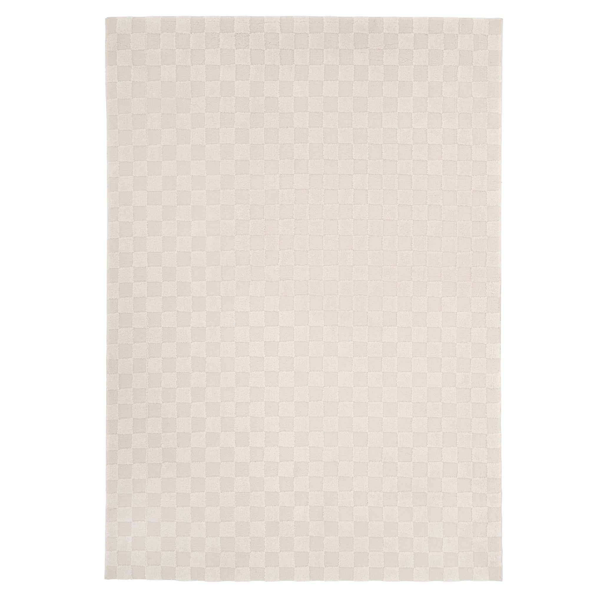 Soft Natural Cream Retro Checkerboard Rug - Liv