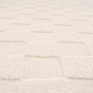 Soft Natural Cream Retro Checkerboard Rug - Liv