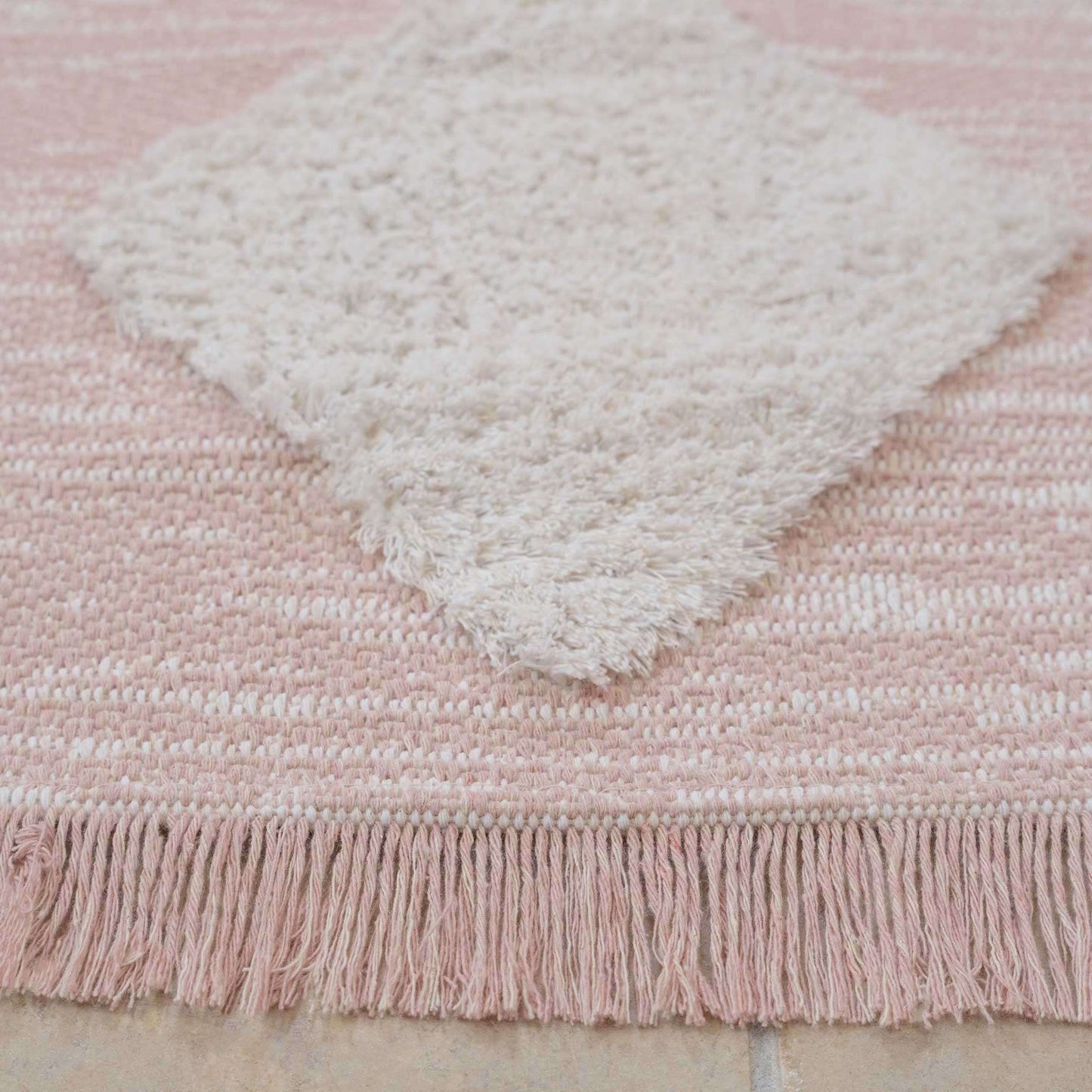 Tufted Tribal Blush Pink Sustainable Runner Rug